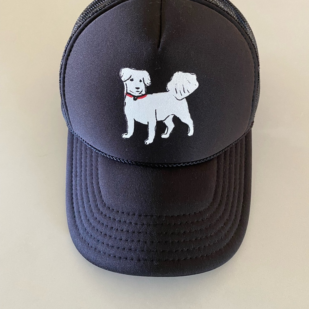 Clare V BlackTrucker Hat with White Dog
